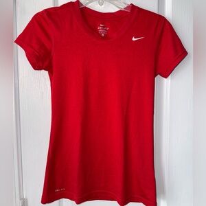 Nike Dri-FIT Athletic Tee Red Workout Top Size XS